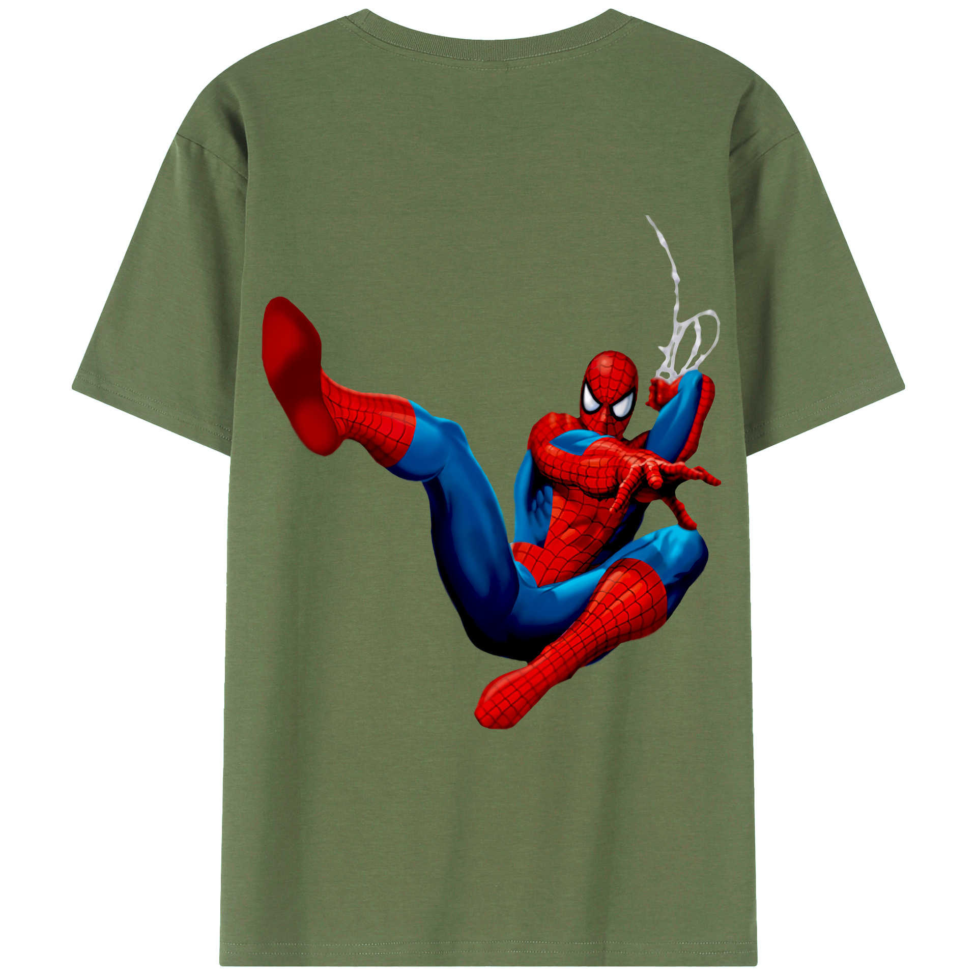 （画像用） Spider Man スパイダーマン 綿100％ メンズ半袖Tシャツ（バックプリント） 通気性